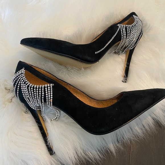 Jaggar Diamante Black Suede Rhinestone Pumps - Picture 3 of 3